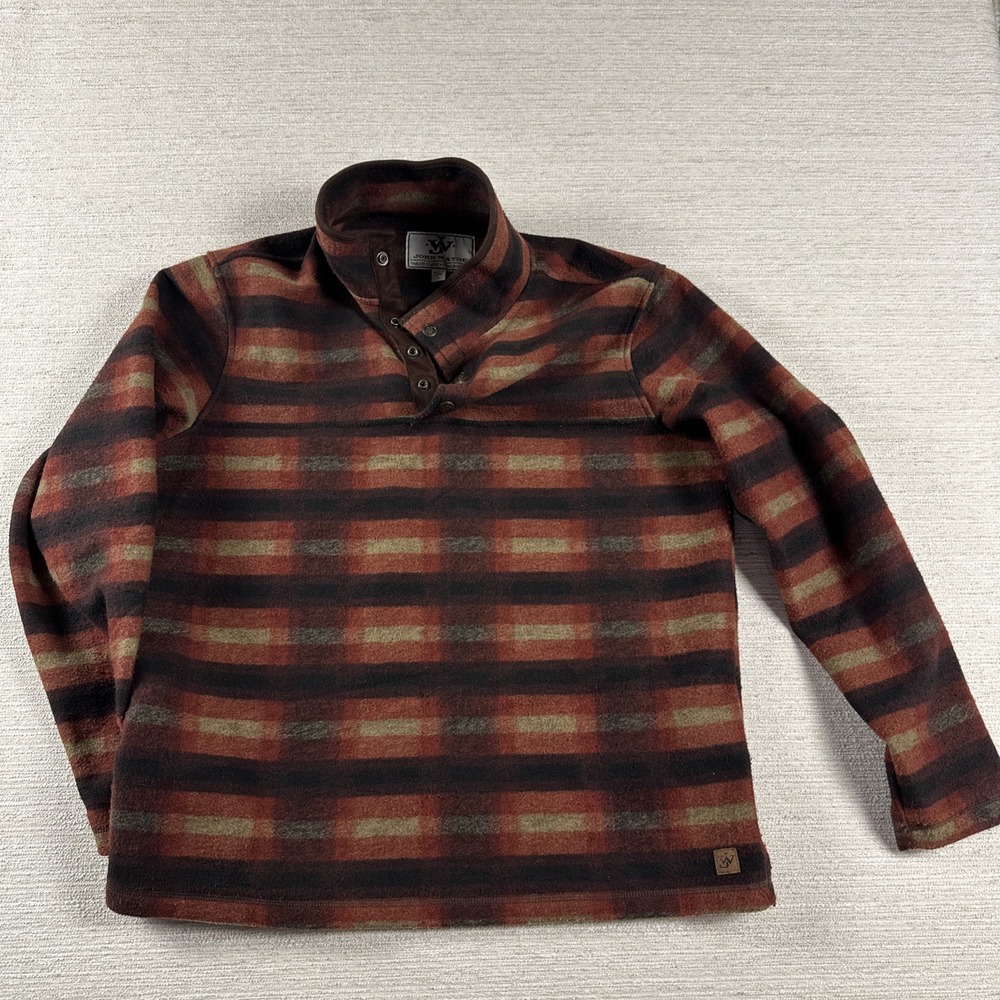 Western Ranch Fleece Pullover Snap Mock Neck Southwest John Wayne Men's L